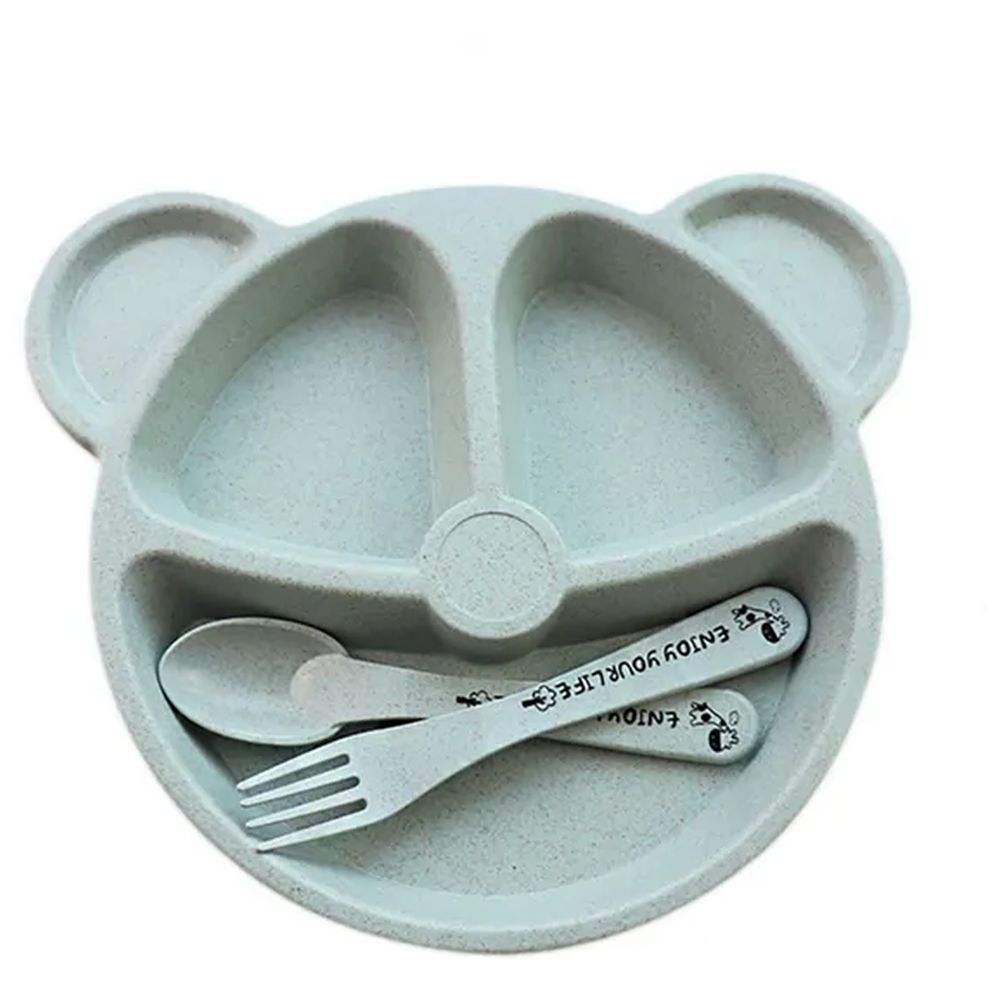 Star Babies Organic Baby Wheat Bear Plate - Blue