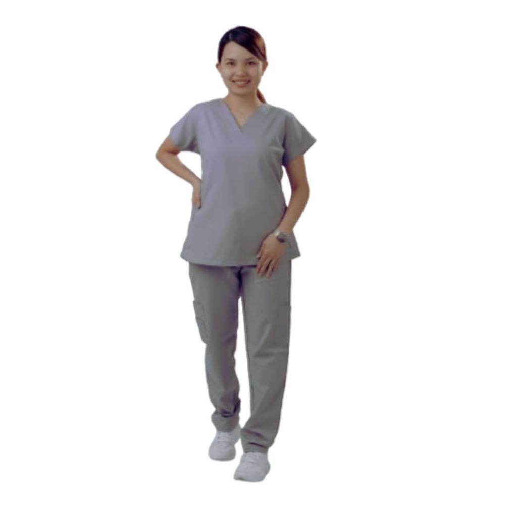 Veronica - Basic Scrub Suit/Medical Set For Ladies Grey