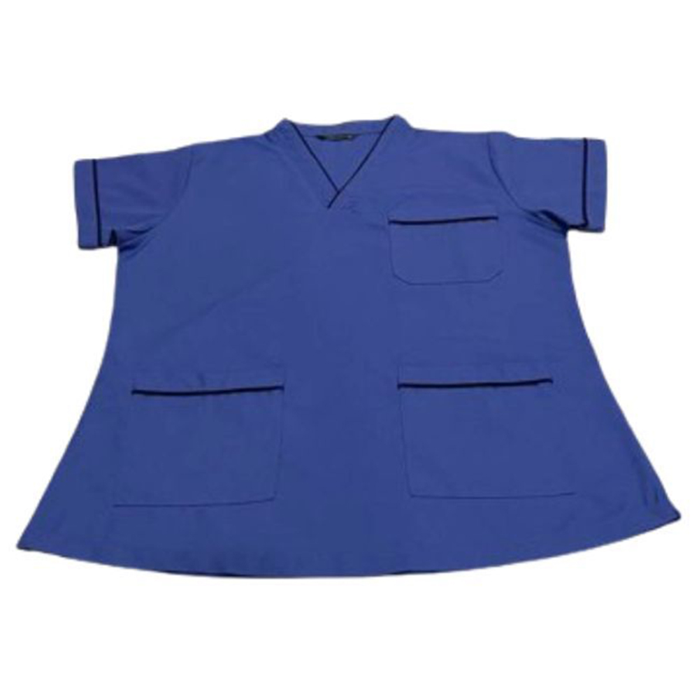 Veronica - 2pc-Set - Scrub Uniform With Piping Neckline - Klien Blue