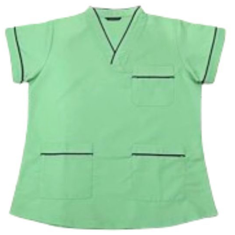 Veronica - 2pc-Set - Scrub Uniform With Piping Neckline - Mint Green