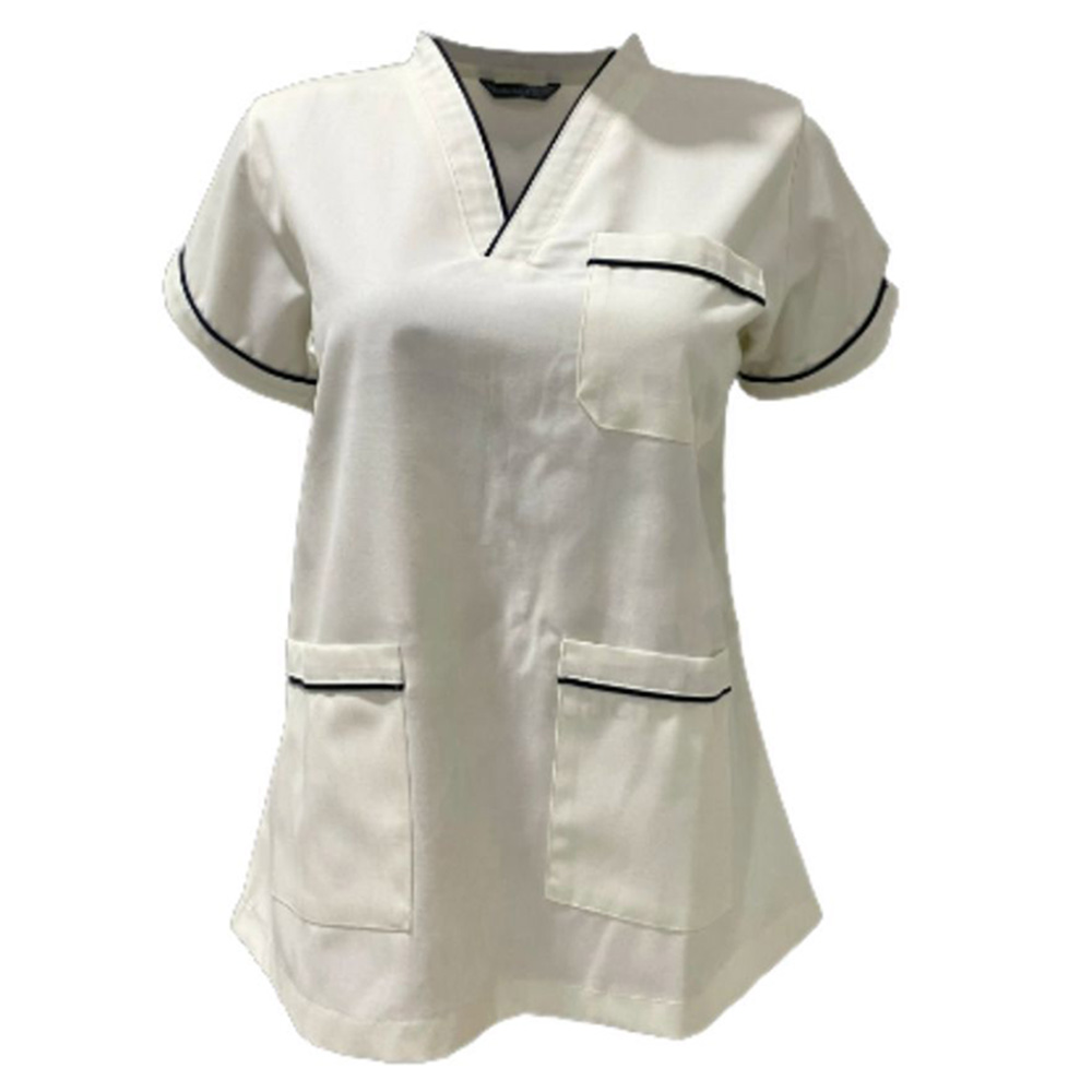 Veronica - 2pc-Set - Scrub Uniform With Piping Neckline - Black