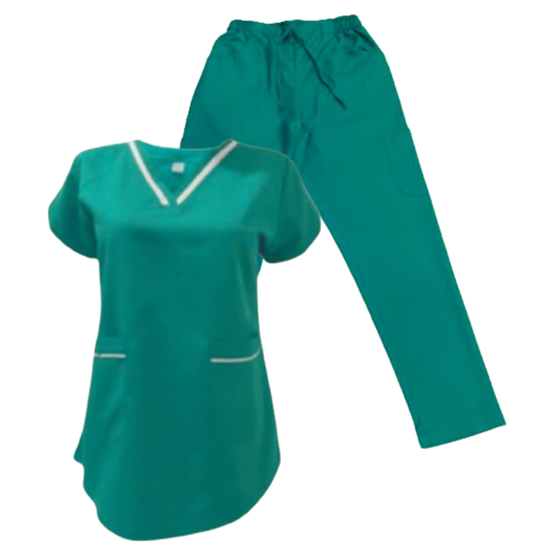 Veronica - 2pc-Set - V-Neck Scrub Uniform With 2 Pockets - Sea Green