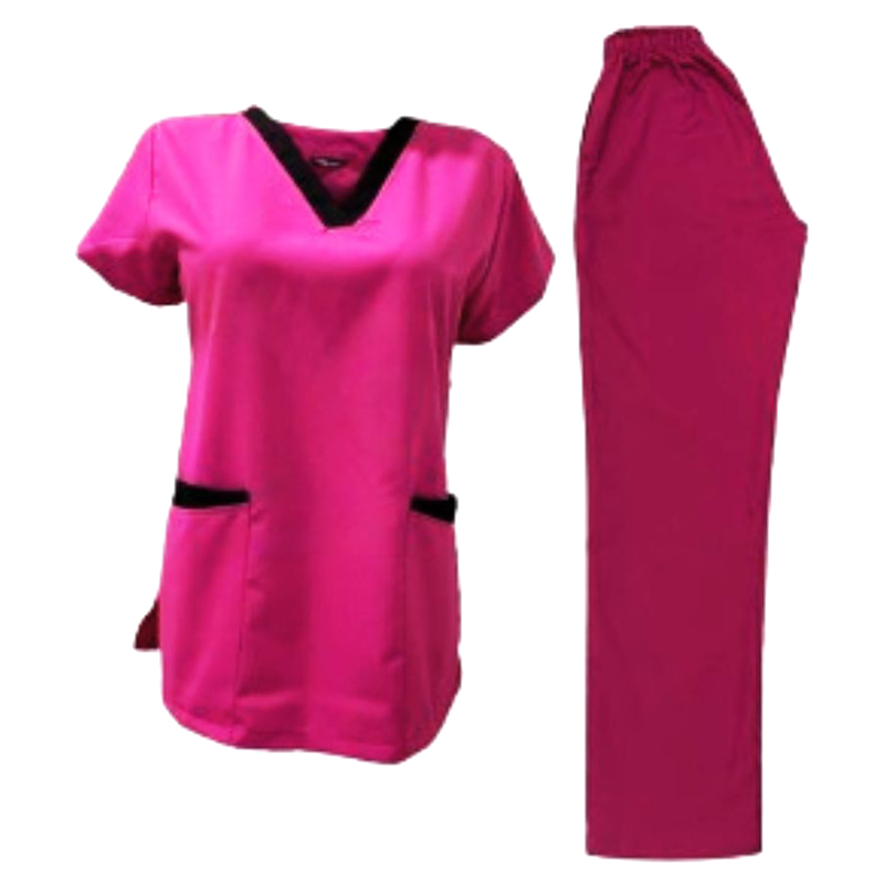 Veronica - 2pc-Set - Scrub Set Uniform With Contrast Patch - Pink