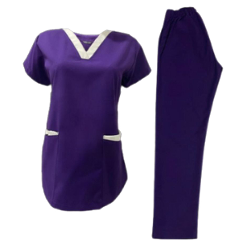 Veronica - 2pc-Set - Scrub Set Uniform With Contrast Patch - Purple