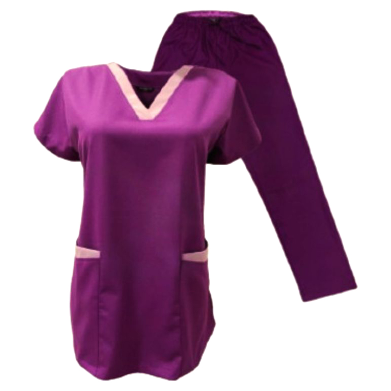 Veronica - 2pc-Set - Scrub Set Uniform With Contrast Patch - Violet