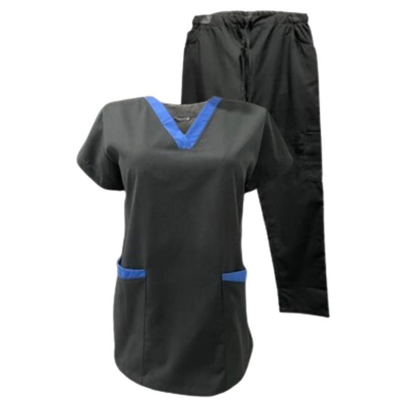 Veronica - 2pc-Set - Scrub Set Uniform With Contrast Patch - Charcoal