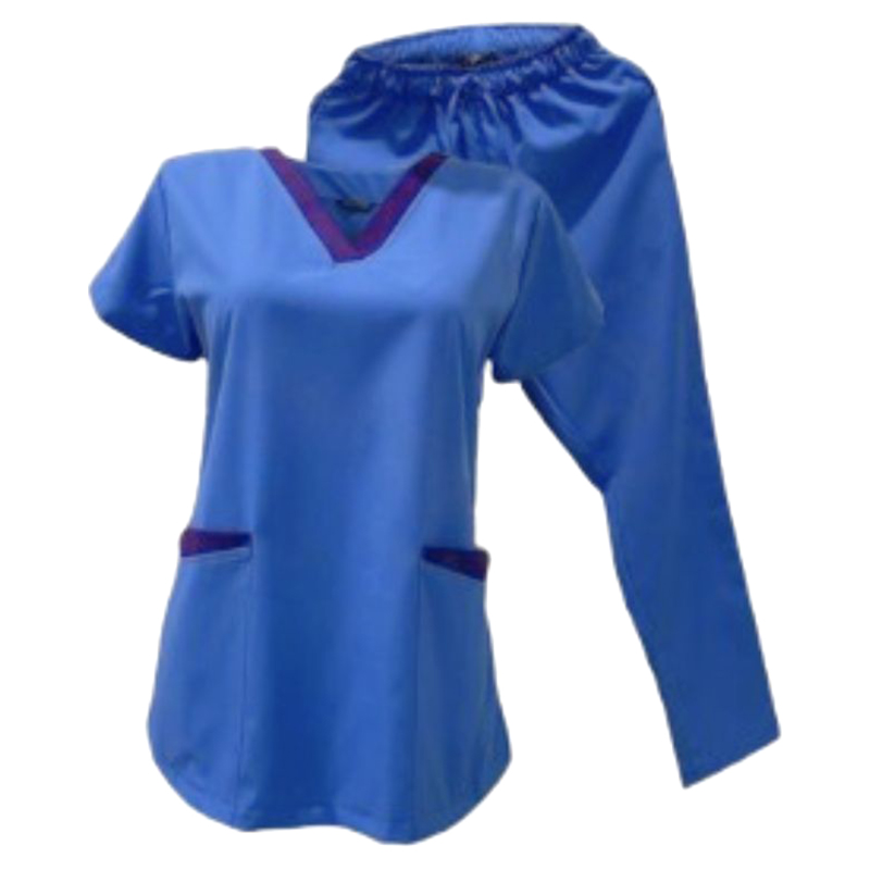 Veronica - 2pc-Set - Scrub Set Uniform With Contrast Patch - Royal Blue