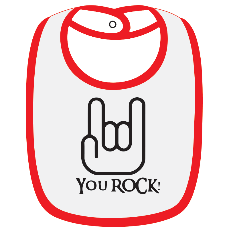 Twinkle Hands - You Rock Baby Bib - White/Red