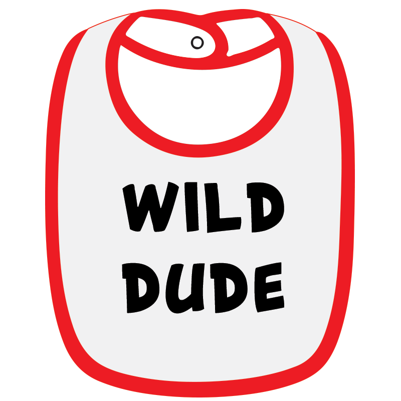 Twinkle Hands - Wild Dude Baby Bib - White/Red