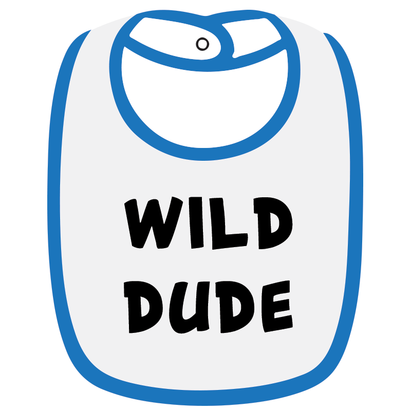 Twinkle Hands - Wild Dude Baby Bib - White/Blue