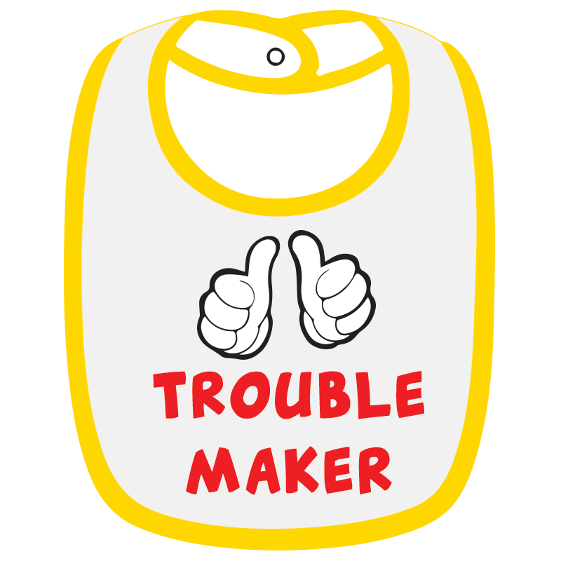 Twinkle Hands - Trouble Maker Baby Bib - White/Yellow