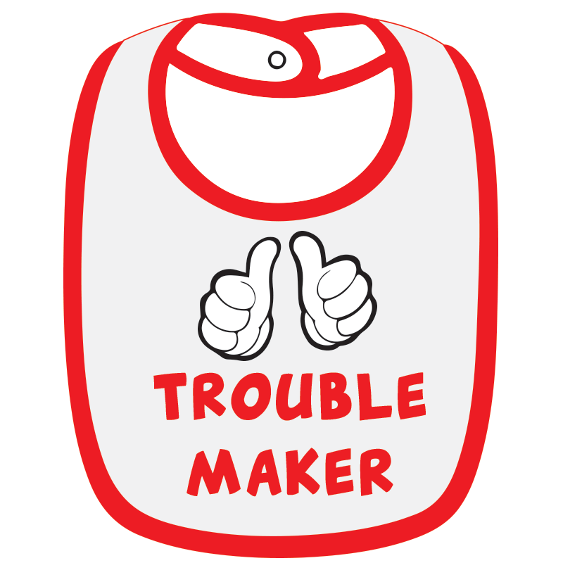 Twinkle Hands - Trouble Maker Baby Bib - White/Red