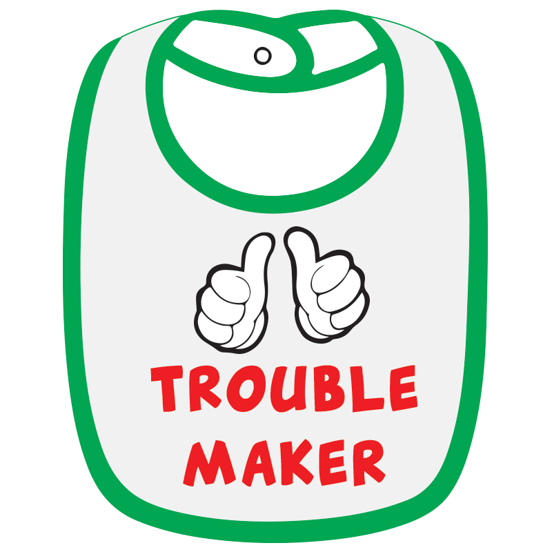 Twinkle Hands - Trouble Maker Baby Bib - White/Green