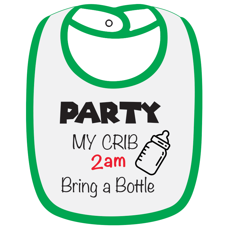 Twinkle Hands - Party My Crib Baby Bib - White/Green