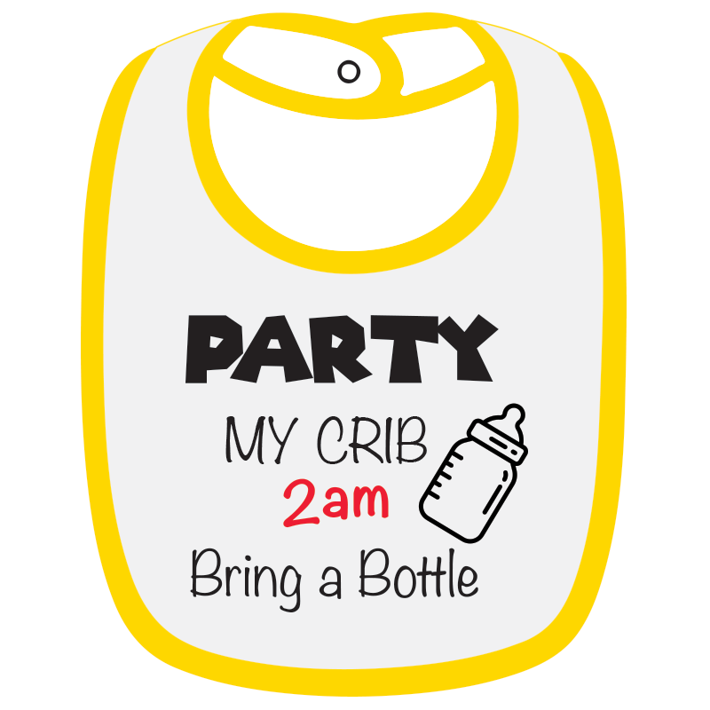 Twinkle Hands - Party My Crib Baby Bib - White/Yellow