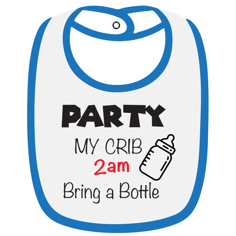 Twinkle Hands - Party My Crib Baby Bib - White/Blue