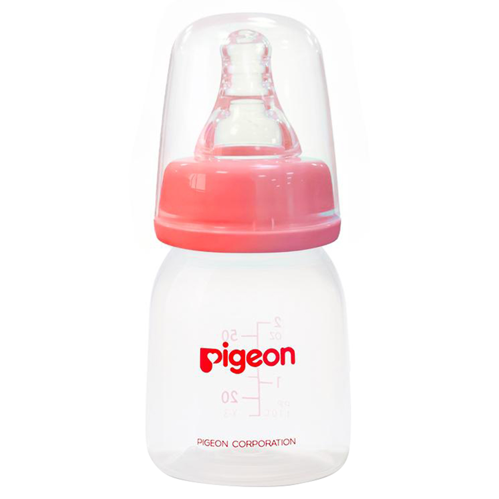 Pigeon - Feeding Bottle 50ml With Transparent Cap - Red