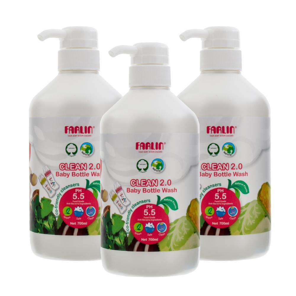 Farlin - Plant Based Natural Baby Bottle Wash - 700 ml - 3 Pc Set