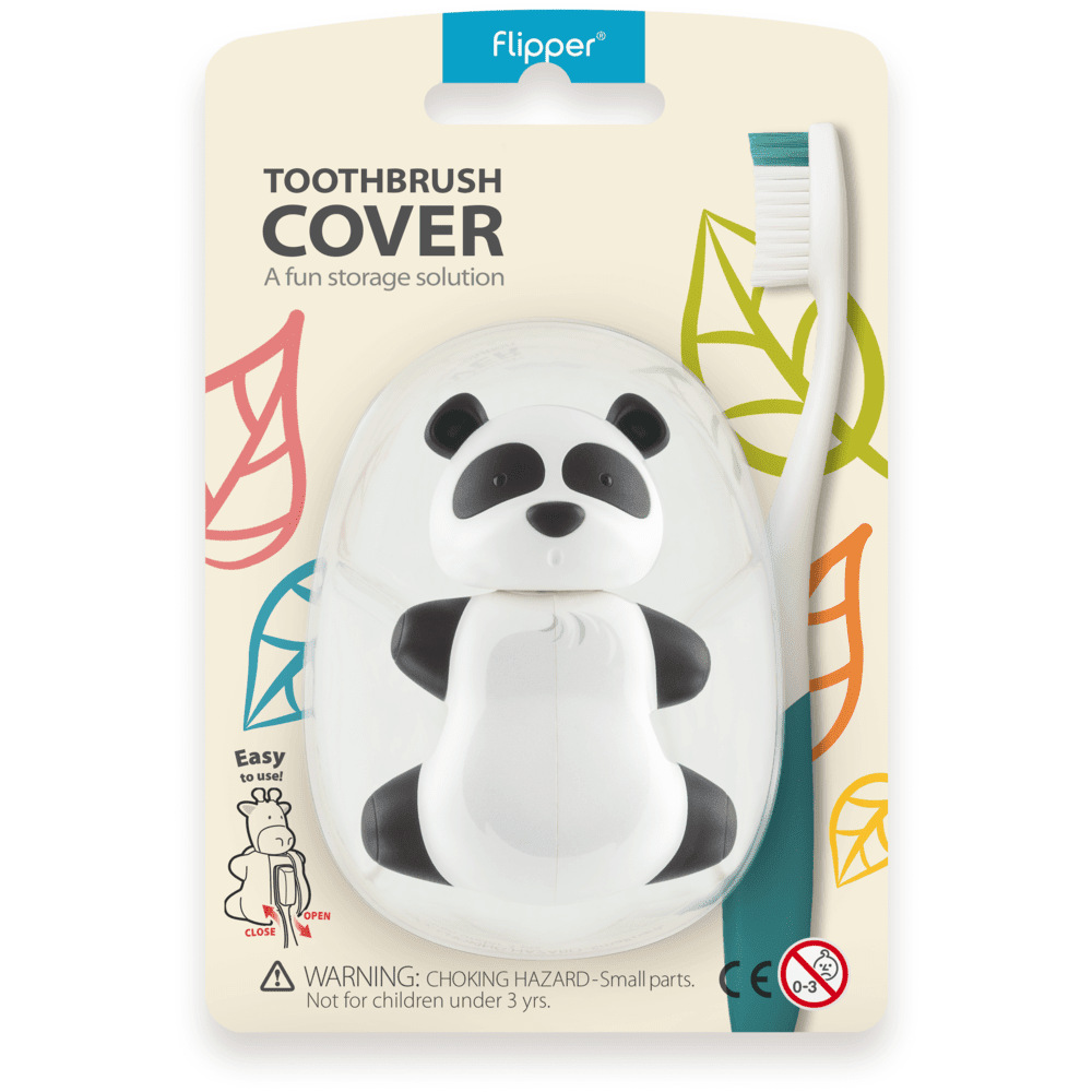 Flipper - Hygienic Toothbrush Holder With Suction Cup, Panda, 3Y+