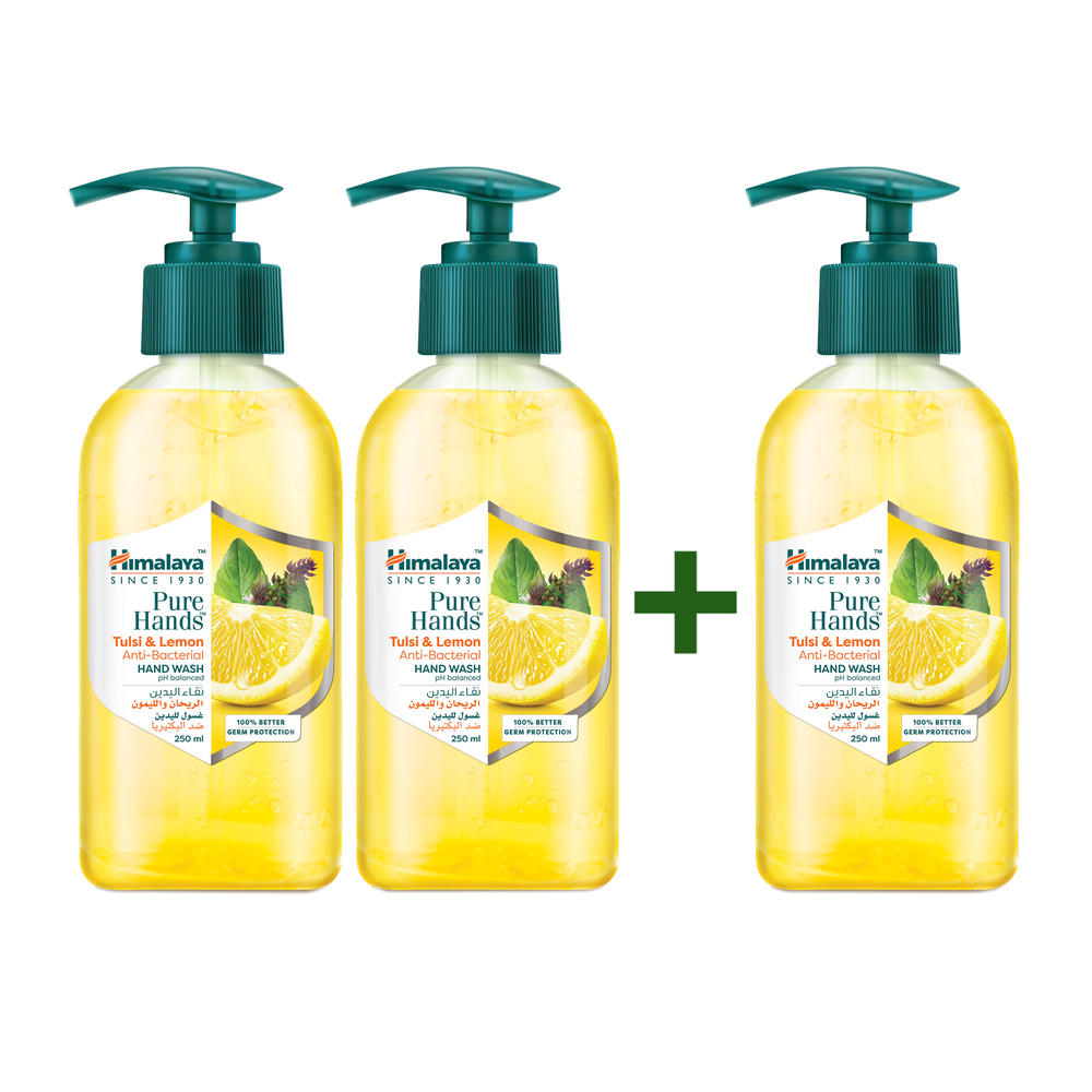 هيمالايا - غسول اليدين بيور هاندز - تولسي - ليمون - 250 مل - عدد 2 وواحد مجانا