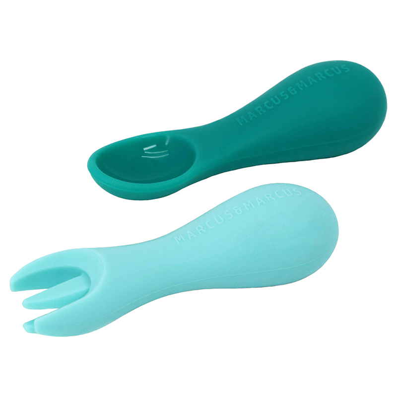 Marcus & Marcus Silicone Palm Grasp Spoon & Fork Set-Ollie