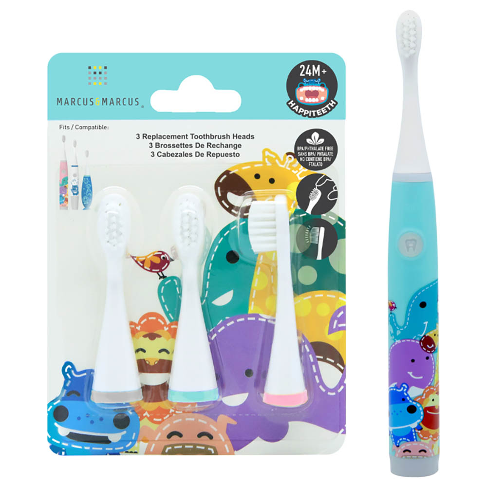 Marcus & Marcus - Sonic Electric Toothbrush With 3 Replacement Toothbrush Heads - Blue