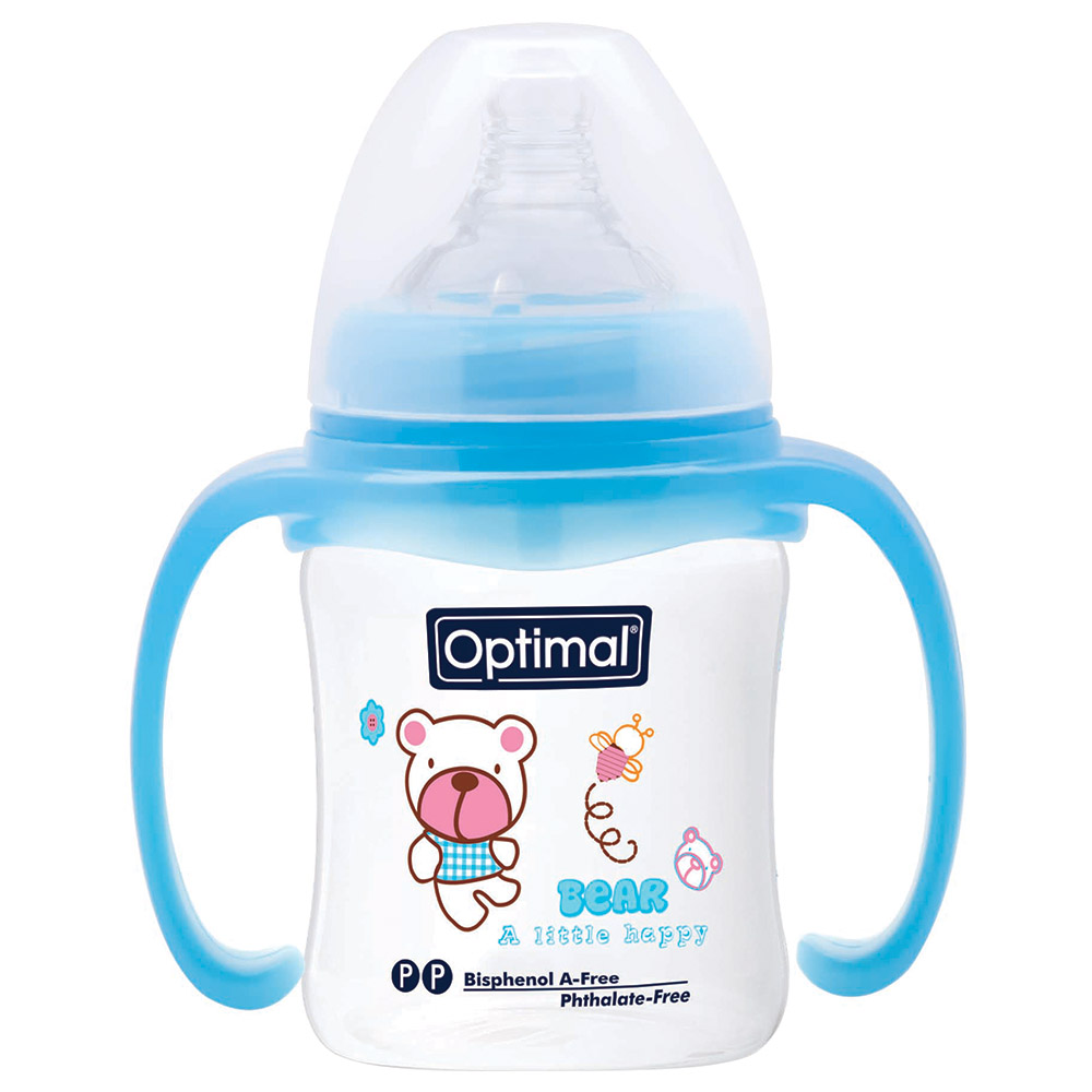 Optimal - Neck Feeding Bottle With Handle - 180ml - Blue