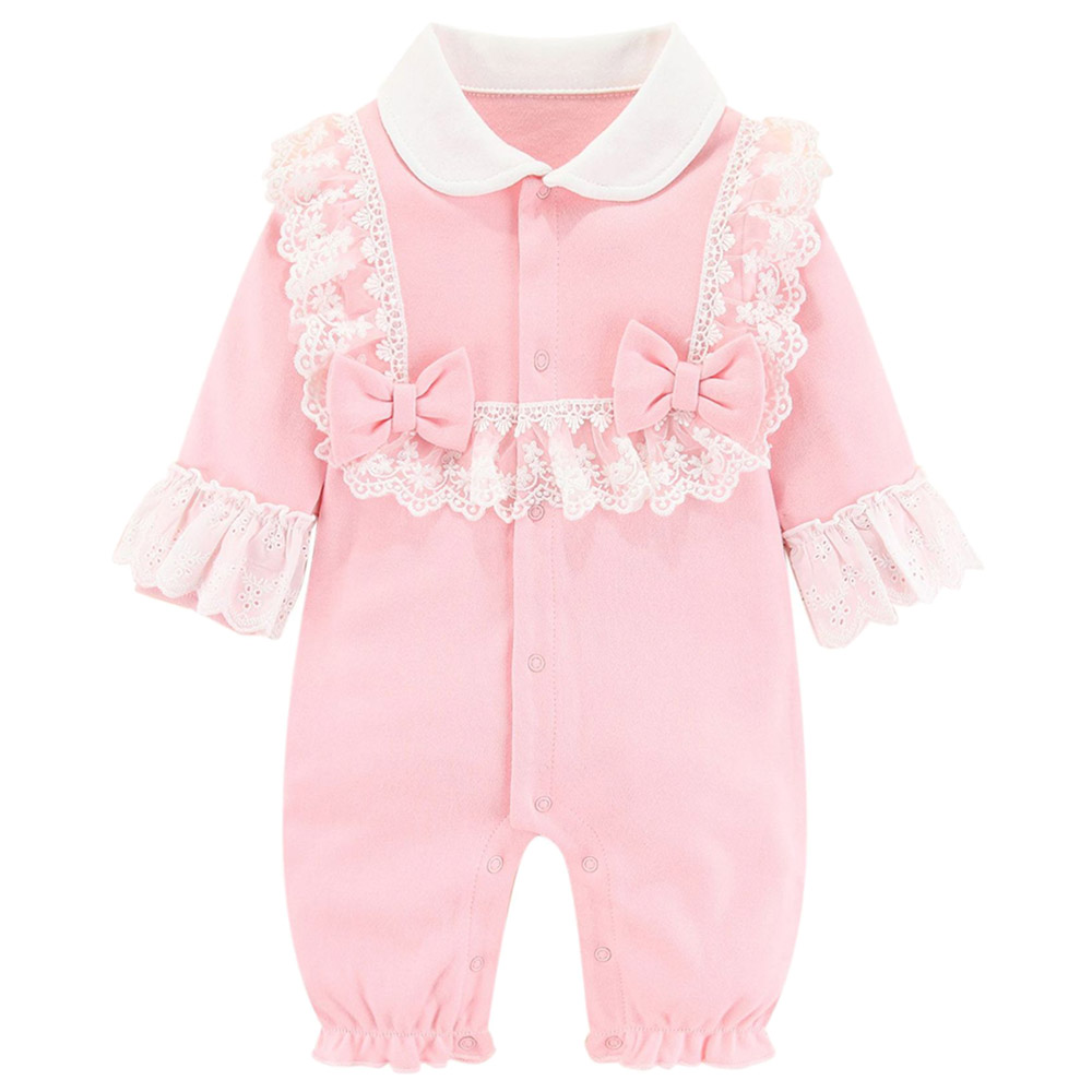 Sugar Rush Appliqued Classic Full Sleeves Jumpsuit - Pink