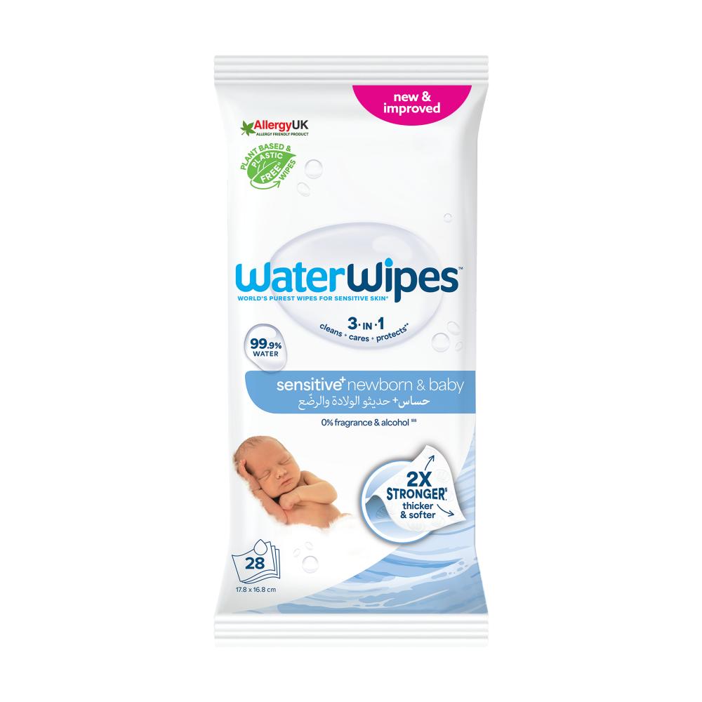 WaterWipes - Sensitive+ Baby Wipes, Unscented, 99.9% Water - 28 Count