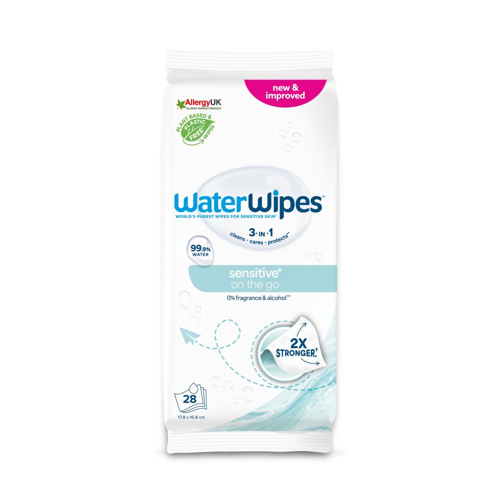 WaterWipes - Sensitive+ On-The-Go Wipes, Unscented - 28 Count