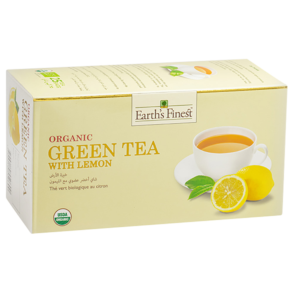 شاي أخضر عضوي بالليمون 25 كيس × 37.5 غ من إيرثس فاينيست