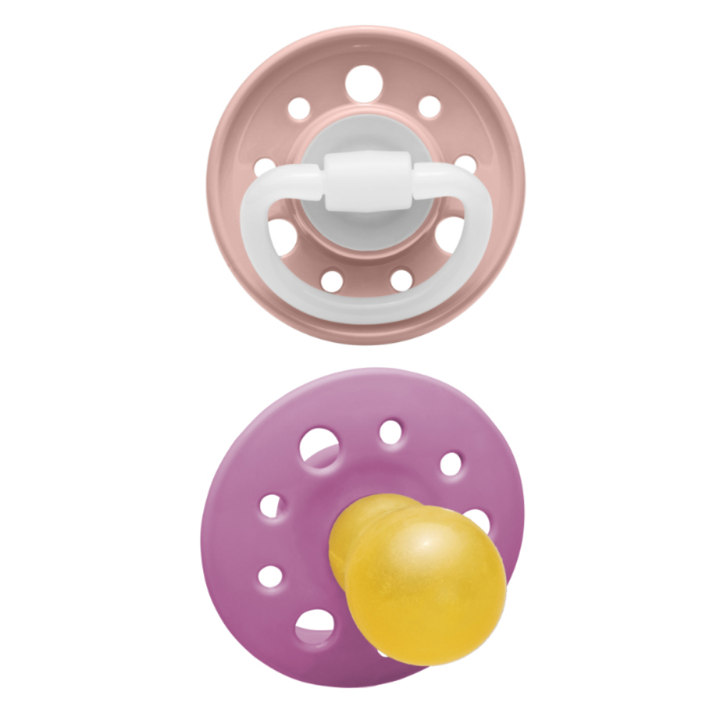 Nip - Cherry Round Latex Soother 6M+ - Peach & Pink
