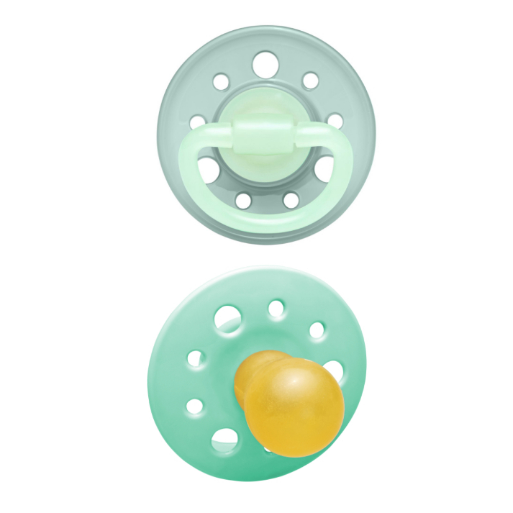 Nip - Cherry Glow in the Dark Round Latex Soother 0M+ - Grey & Blue