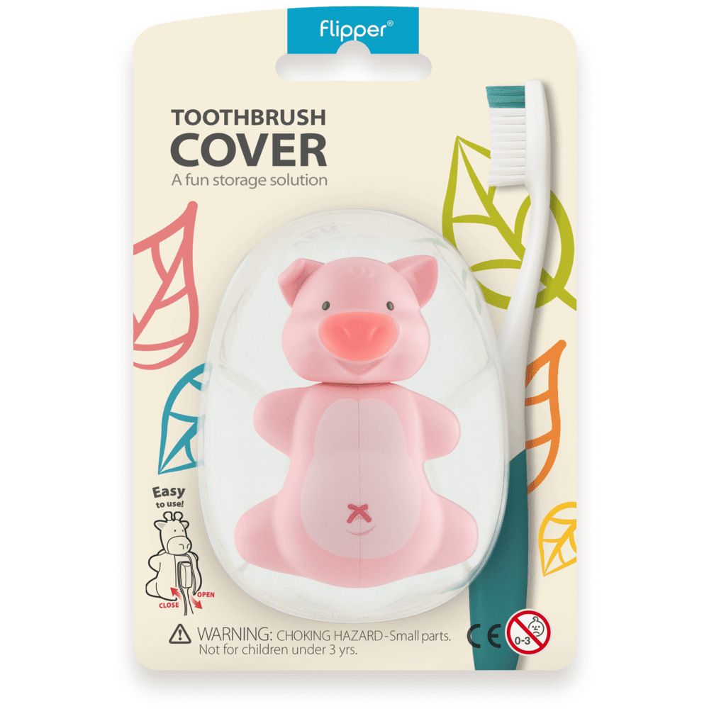 Flipper - Hygienic Toothbrush Holder With Suction Cup, Pig, 3Y+