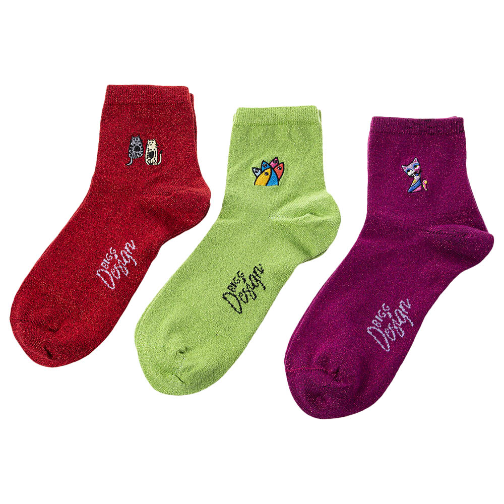 BiggDesign - My Eyes On You Glitter Socks Set - 3pcs