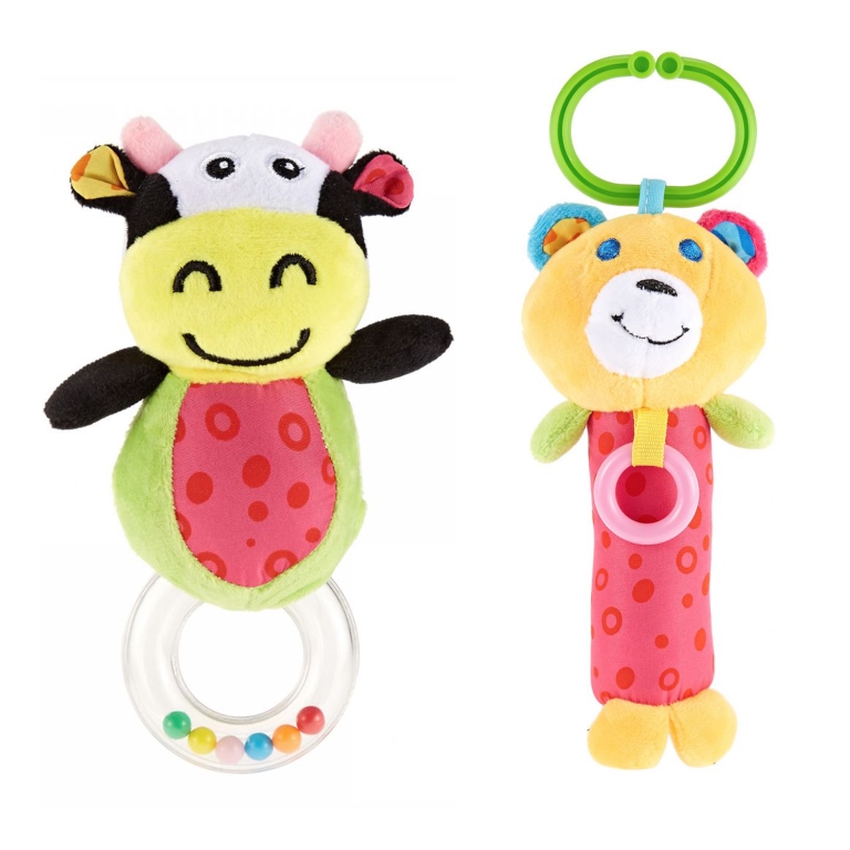 Pixie Cow Rattle Toy + Bear Rattle Toy