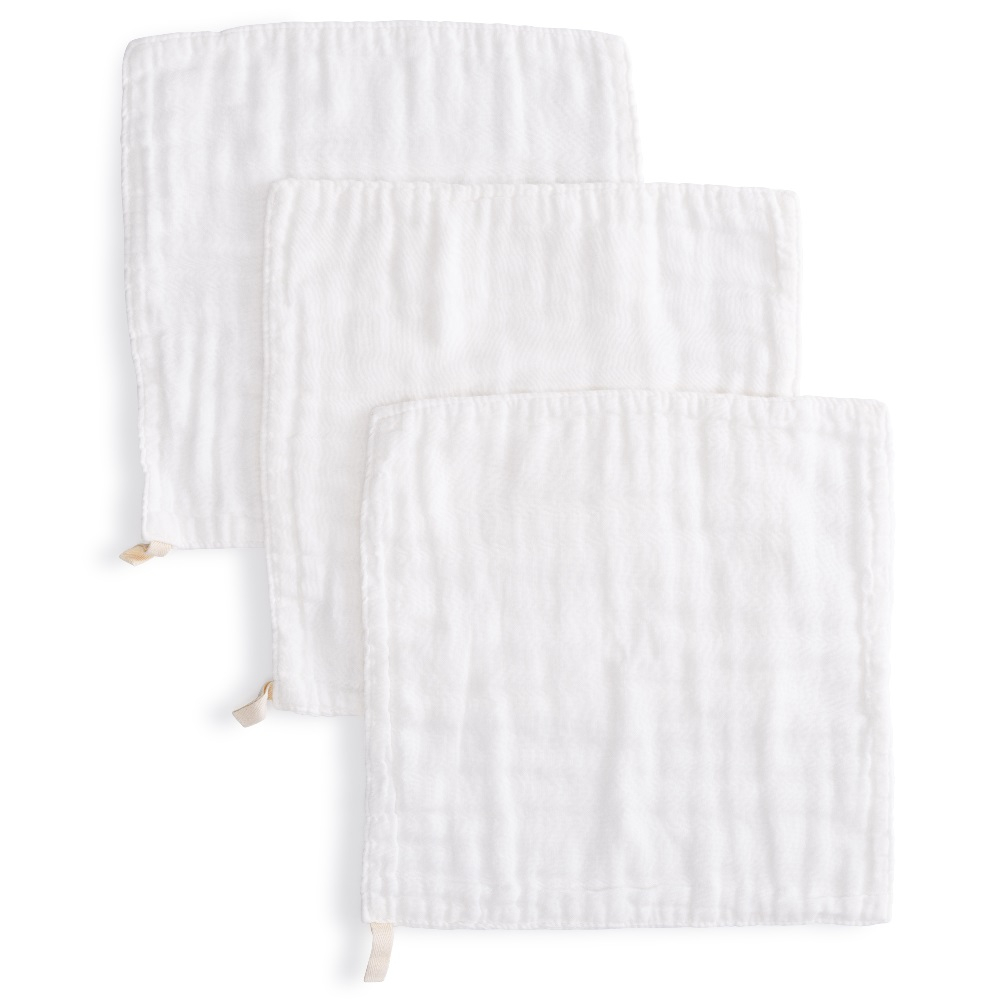 Anvi Baby - Organic Face & Burp Cloth / Towel Pack of 3 - White Crow