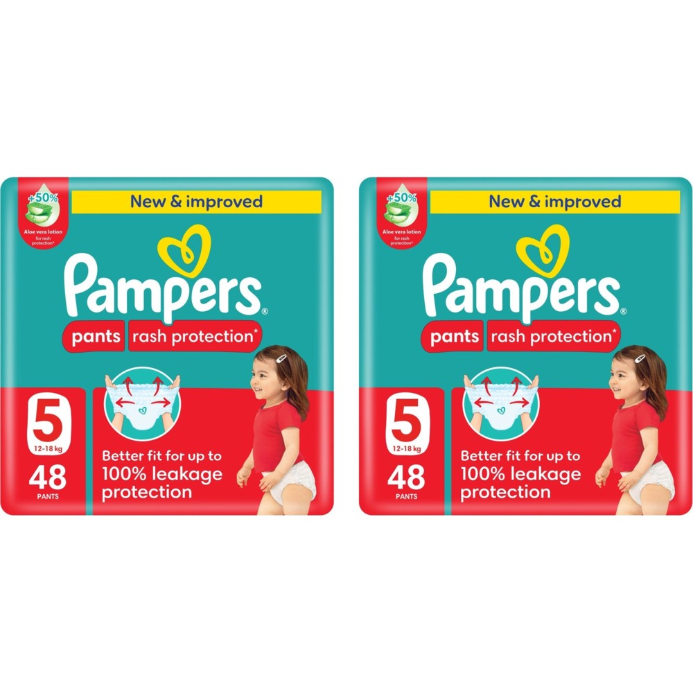 Pampers Rash Protection Diaper Pants - Size 5 - 12-18kg - 48 Pcs - Pack of 2