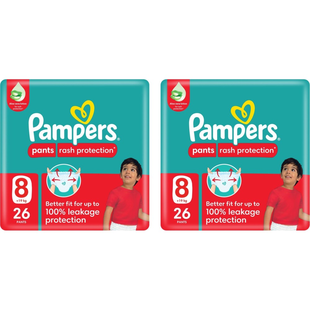 Pampers Rash Protection Diaper Pants - Size 8 - 19+kg - 26 Pcs - Pack of 2