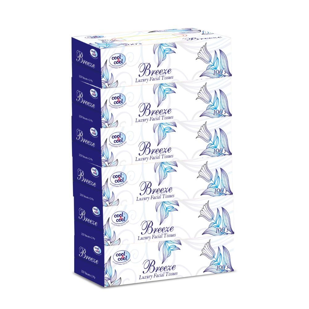Cool & Cool - Breeze Tissues 2Ply 100's x Pack of 6 - 600's