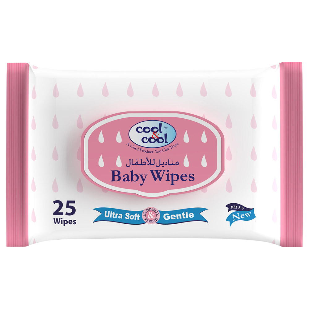 Cool & Cool - Baby Wipes - Alcohol-Free & Vit E 25's
