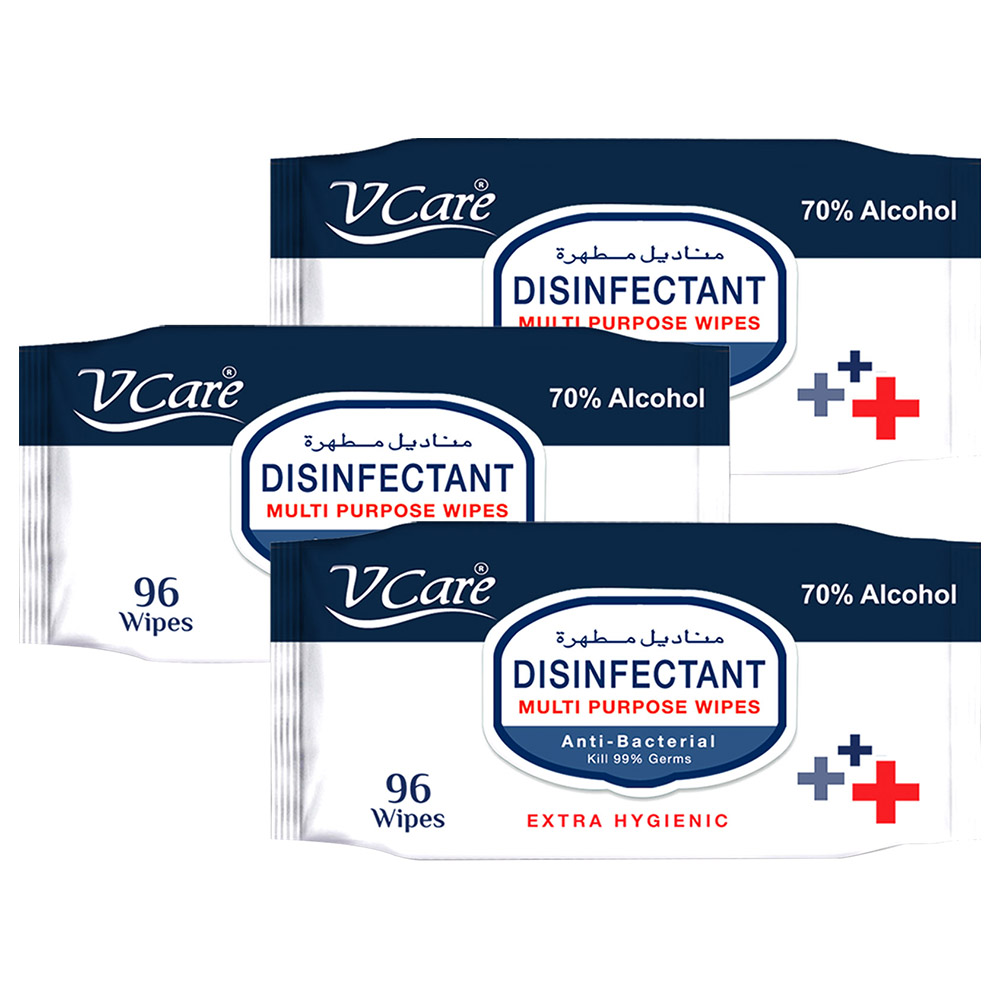 Vcare Disinfectant Wipes Anti Bacterial 96's Buy 2 Get 1 Free