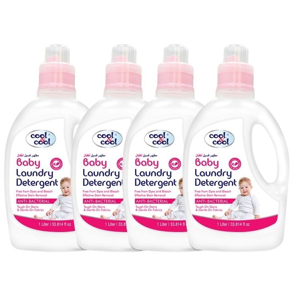 Cool & Cool - Baby Laundry Detergent - Effective & Soft 1L - Pack of 4