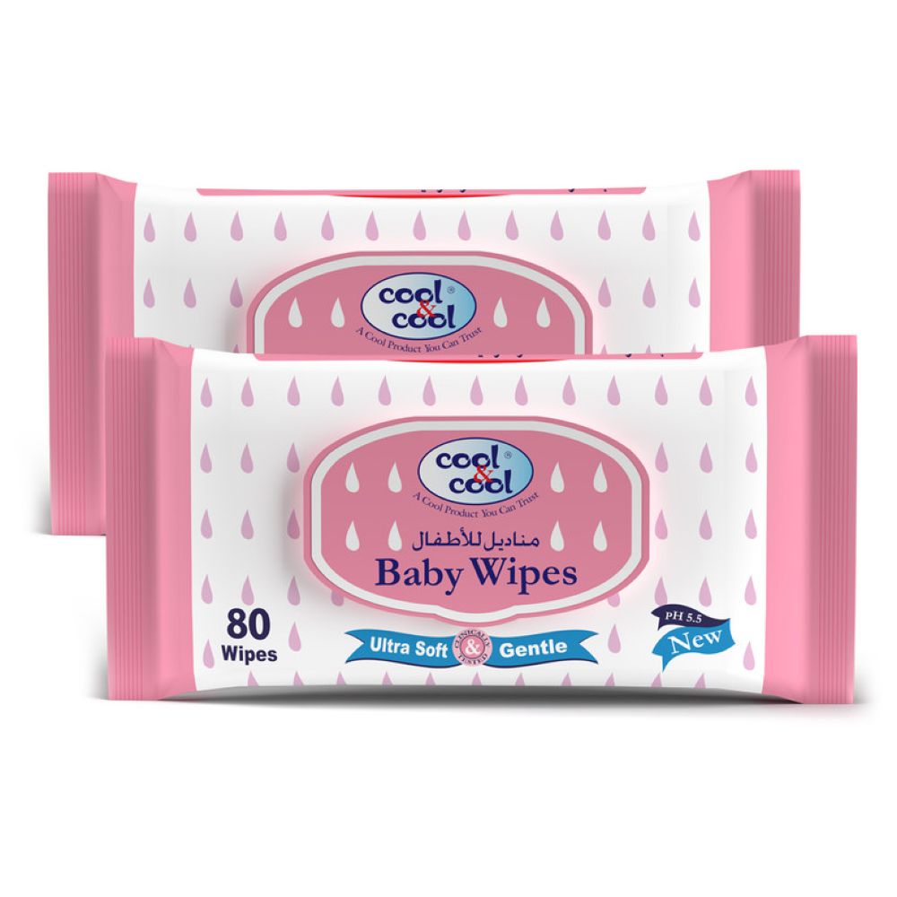 Cool & Cool - Baby Wipes 80's - Twin Pack - 160's