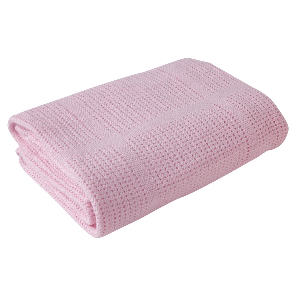 Clair de Lune - Soft Cotton Cellular Pram Blanket - Pink