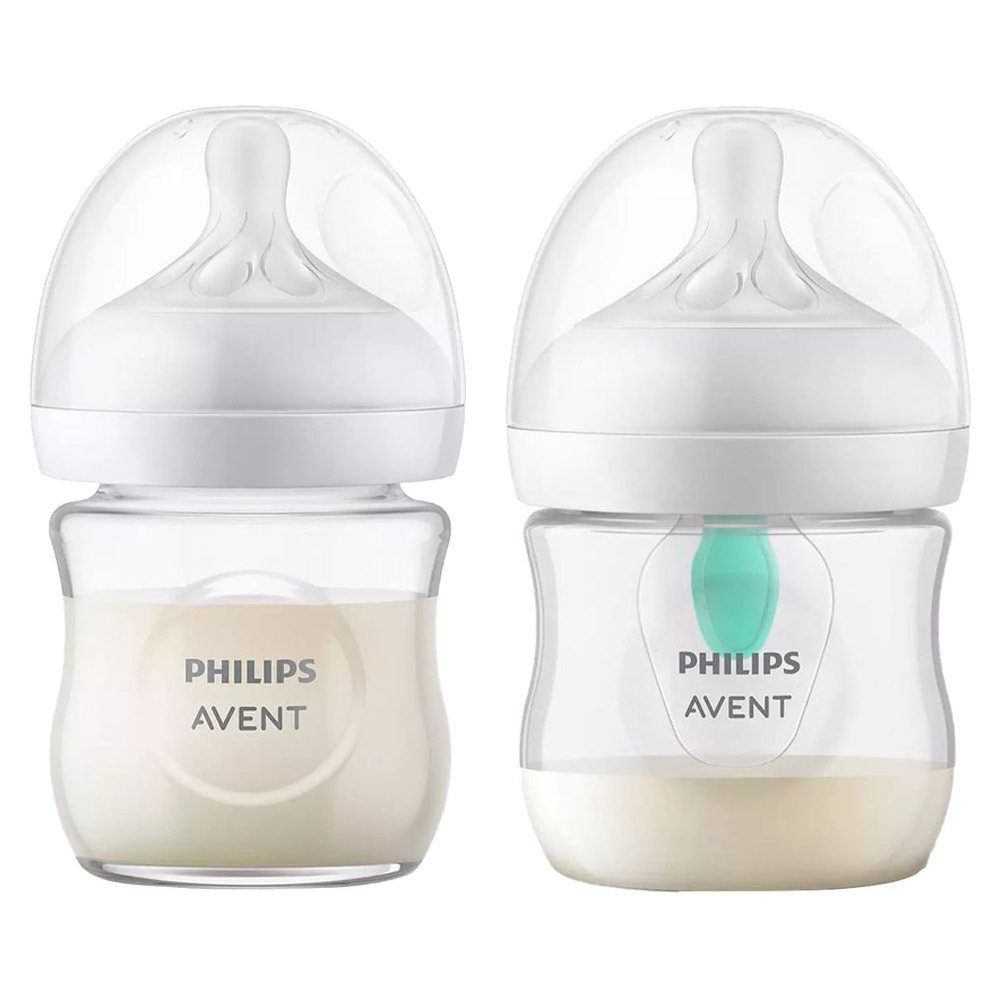 Philips - Avent Natural 3.0 Feeding Glass Bottle - 120 ml with Natural Response Bottle - 125ml