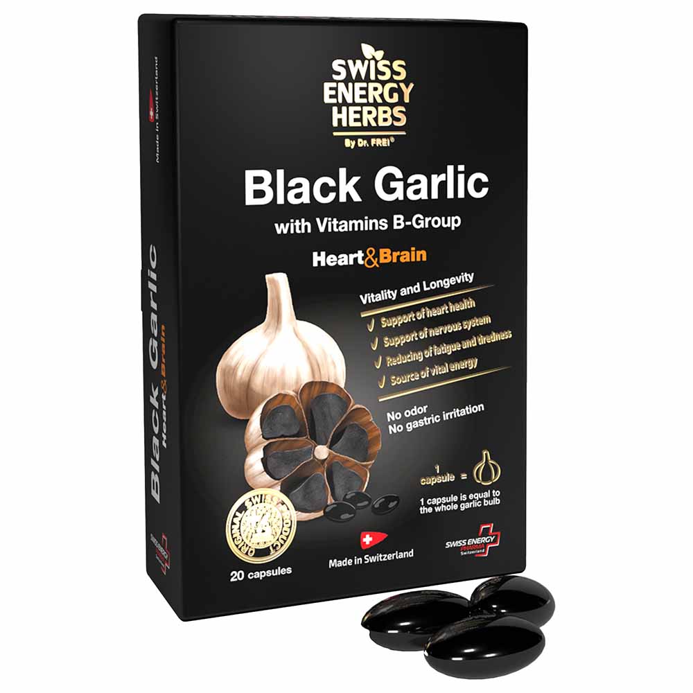 Swiss Energy - Black Garlic Softgels for Antioxidant and Heart Support, 20 Softgels