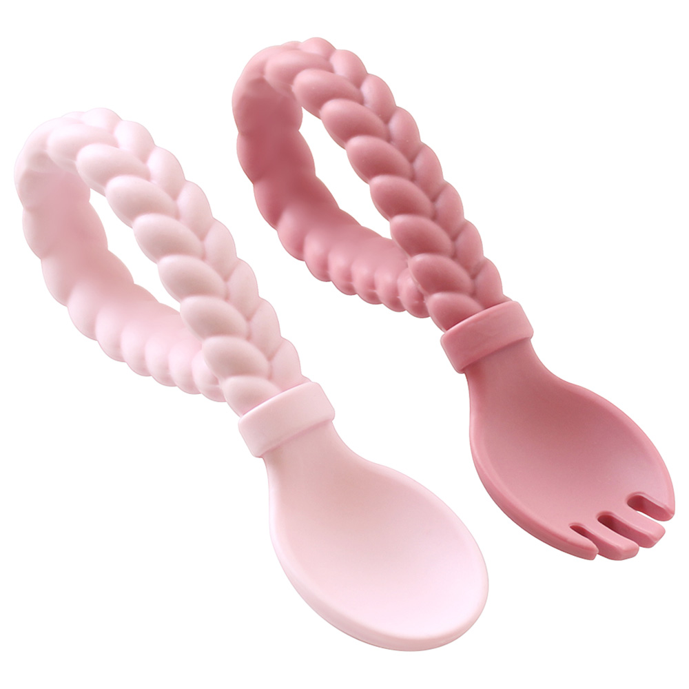 Itzy Ritzy Sweetie Looped Spoon And Fork Set - Pink