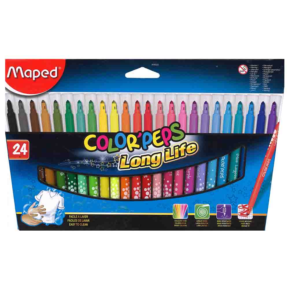 Maped - Color'Peps Long Life Medium Tip Markers - Pack of 24
