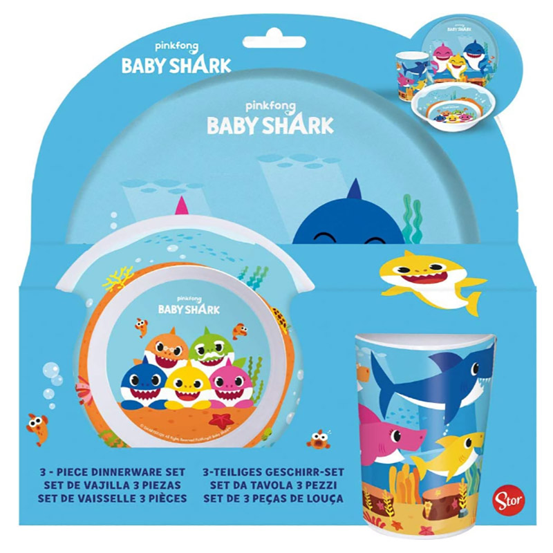 Disney - 3Pcs Melamine Set WithO Rim Baby Shark